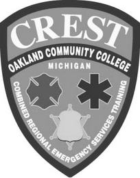 CREST OAKLAND COMMUNITY COLLEGE MICHIGAN COMBINED REGIONAL EMERGENCY SERVICES TRAINING logo