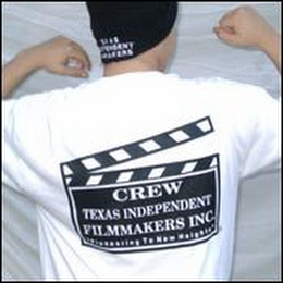 CREW TEXAS INDEPENDENT FILMMAKERS "PIONEERING TO NEW HEIGHTS" logo