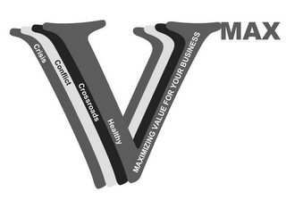 CRISIS CONFLICT CROSSROADS HEALTHY MAXIMIZING VALUE FOR YOUR BUSINESS VMAX logo