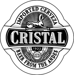 CRISTAL IMPORTED CERVEZA BEER FROM THE ANDES logo