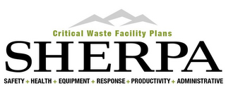 CRITICAL WASTE FACILITY PLANS SHERPA SAFETY HEALTH EQUIPMENT RESPONSE PRODUCTIVITY ADMINISTRATIVE logo