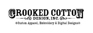 CROOKED COTTON DESIGN, INC. CUSTOM APPAREL, EMBROIDERY & DIGITAL DESIGNS logo