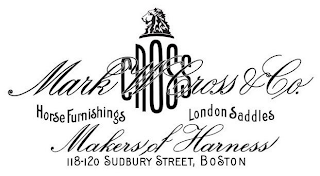 CROSS MARK W CROSS & CO. HORSE FURNISHINGS LONDON SADDLES MAKERS OF HARNESS 118-120 SUDBURY STREET, BOSTON logo