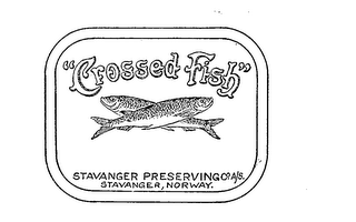 "CROSSED FISH" STAVANGER PRESERVING CO. A/S. STAVANGER, NORWAY. logo