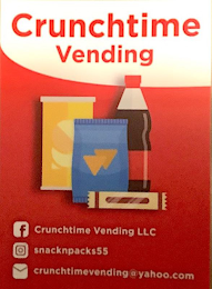 CRUNCHTIME VENDING CRUNCHTIME VENDING LLC SNACKNPACKS55 CRUNCHTIMEVENDING@YAHOO.COM logo