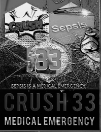 CRUSH SEPSIS 33 SEPSIS IS A MEDICAL EMERGENCY CRUSH 33 MEDICAL EMERGENCY logo