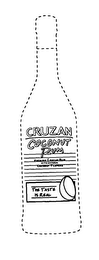 CRUZAN COCONUT RUM PREMIUM CRUZAN RUM WITH NATURAL COCONUT FLAVORS THE TASTE IS REAL logo