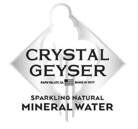 CRYSTAL GEYSER NAPA VALLEY, CA BORN IN 1977 SPARKLING NATURAL MINERAL WATER logo