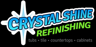 CRYSTAL SHINE REFINISHING TUBS · TILE · COUNTERTOPS · CABINETS