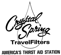 CRYSTAL SPRING TRAVELFILTERS AMERICA'S THIRST AID STATION logo