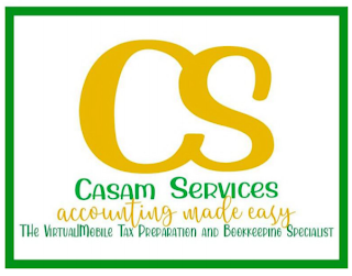 CS CASAM SERVICES ACCOUNTING MADE EASY THE VIRTUAL | MOBILE TAX PREPARATION AND BOOKKEEPING SPECIALIST logo