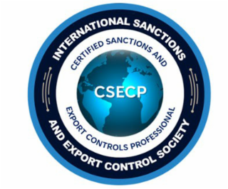CSECP INTERNATIONAL SANCTIONS AND EXPORT CONTROL SOCIETY  CERTIFIED SANCTIONS AND EXPORT CONTROLS PROFESSIONAL logo