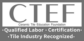 CTEF CERAMIC TILE EDUCATION FOUNDATION · QUALIFIED LABOR · CERTIFICATION · · TILE INDUSTRY RECOGNIZED · logo