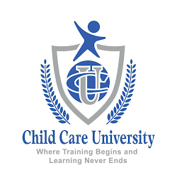 CU CHILD CARE UNIVERSITY WHERE TRAINING BEGINS AND LEARNING NEVER ENDS logo