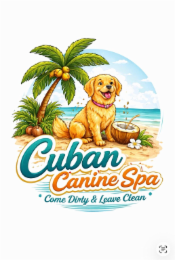 CUBAN CANINE SPA COME DIRTY & LEAVE CLEAN logo