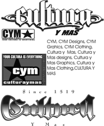 CULTURA Y MAS SINCE 1519 CYM CULTURAYMAS YOUR CULTURA IS EVERYTHING logo