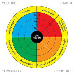 CULTURE CAREER COMMUNITY COMMERCE ERG MISSION TALENT ENGINE PROFESSIONAL DEVELOPMENT CONSUMER INSIGHT MARKET PENETRATION COLLABORATION EXTERNAL FOCUS AFFINITY IMPACT SYSTEMS TIER 1 TIER 2 TIER 3 logo
