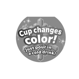 CUP CHANGES COLOR! JUST POUR IN A COLD DRINK! logo