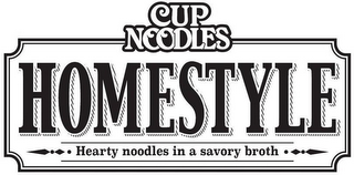 CUP NOODLES HOMESTYLE HEARTY NOODLES INA SAVORY BROTH logo