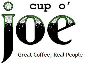 CUP O' JOE GREAT COFFEE, REAL PEOPLE logo