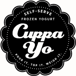 CUPPA YO SELF-SERVE FROZEN YOGURT POUR IT. TOP IT. WEIGH IT. logo