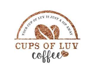 CUPS OF LUV COFFEE YOUR CUP OF LUV IS JUST A SIP AWAY logo