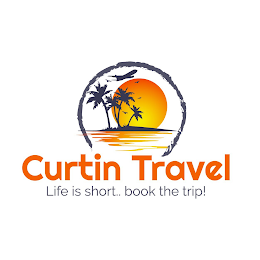 CURTIN TRAVEL LIFE IS SHORT BOOK THE TRIP! logo