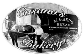 CUSANO'S BAKERY ASK FOR M. GRECO BREAD 203 BLEECKER ST. N.Y.C. logo