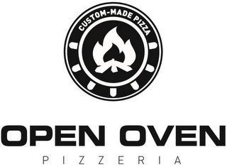 CUSTOM-MADE PIZZA OPEN OVEN PIZZERIA logo