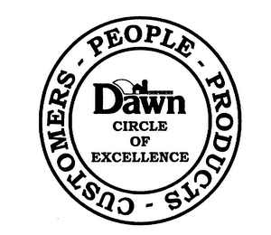 CUSTOMERS PEOPLE PRODUCTS DAWN CIRCLE OF EXCELLENCE logo