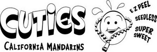 CUTIES CALIFORNIA MANDARINS E Z PEEL SEEDLESS SUPER SWEET logo