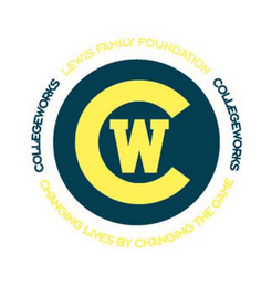 CW COLLEGEWORKS LEWIS FAMILY FOUNDATION COLLEGEWORKS CHANGING LIVES BY CHANGING THE GAME logo