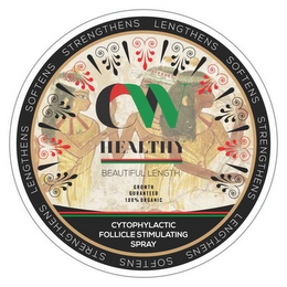 CW HEALTHY BEAUTIFUL LENGTH GROWTH GURANTEED 100% ORGANIC CYTOPHYLACTIC FOLLICLE STIMULATING SPRAY LENGTHENS SOFTENS STRENGTHENS logo