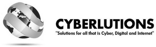 CYBERLUTIONS "SOLUTIONS FOR ALL THAT IS CYBER, DIGITAL AND INTERNET" logo