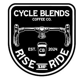 CYCLE BLENDS COFFEE CO. EST. CB 2024 RISE SIP RIDE logo