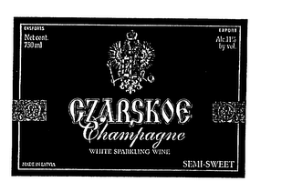 CZARSKOE CHAMPAGNE WHITE SPARKLING WINESEMI-SWEET EKSPORTS NET CONT 750ML EXPORT ALC. 11% BY VOL. logo