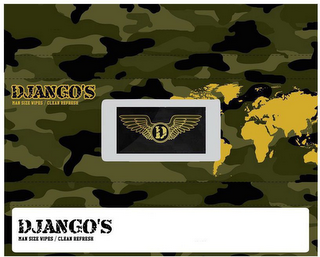 D DJANGO'S MAN SIZE WIPES/CLEAN REFRESHDJANGO'S MAN SIZE WIPES/CLEAN REFRESH logo