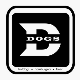 D DOGS HOTDOGS · HAMBURGERS · BEER logo