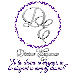 D E DIVINE ELEGANCE TO BE DIVINE IS ELEGANT, TO BE ELEGANT IS SIMPLY DIVINE!! logo