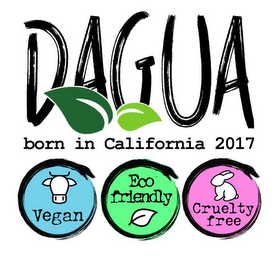 DAGUA BORN IN CALIFORNIA 2017 VEGAN ECOFRIENDLY CRUELTY FREE logo