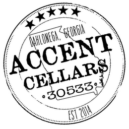 DAHLONEGA, GEORGIA ACCENT CELLARS 30533 EST 2014 logo