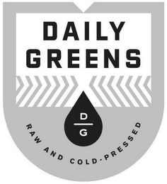 DAILY GREENS D G RAW AND COLD-PRESSED logo