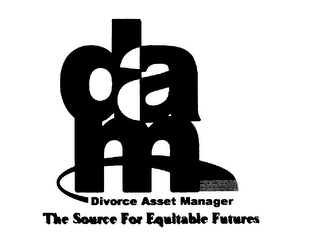 DAM DIVORCE ASSET MANAGER THE SOURCE FOR EQUITABLE FUTURES logo