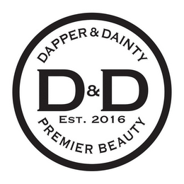 DAPPER & DAINTY D&D EST. 2016 PREMIER BEAUTY logo