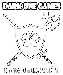 DARK ONE GAMES MEEPLES BATTLING MATURITY logo