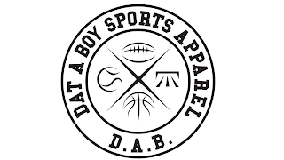 DAT A BOY SPORTS APPAREL, D. A. B. logo
