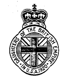 DAUGHTERS OF THE BRITISH EMPIRE IN U.S.A. 1920 logo