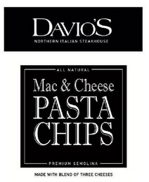 DAVIO'S NORTHERN ITALIAN STEAKHOUSE ALL NATURAL MAC & CHEESE PASTA CHIPS, PREMIUM SEMOLINA MADE WITH BLEND OF THREE CHEESES logo