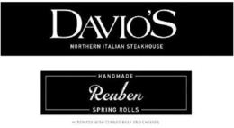 DAVIO'S NORTHERN ITALIAN STEAKHOUSE HANDMADE REUBEN SPRING ROLLS HANDMADE WITH CORNED BEEF AND CHEESES logo