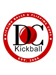 DC KICKBALL KICKING BALLS & FLIPPING CUPS EST. 2004 logo